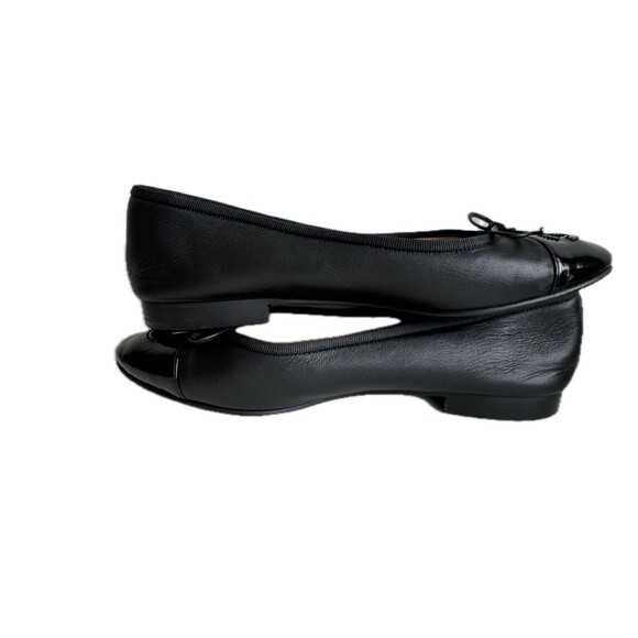 Authentic Chanel Women’s Size 7 Cap Toe CC Logo Black Iconic Ballet Flats - Picture 9 of 16